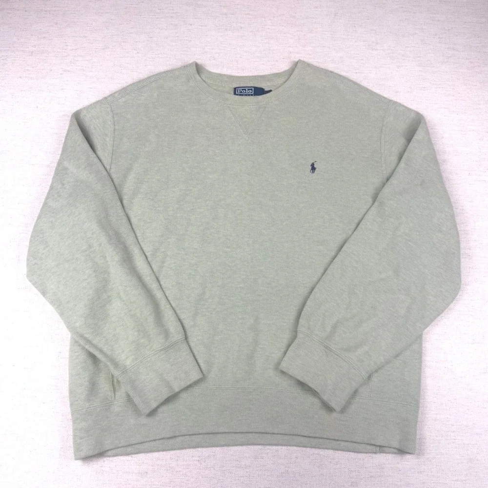 Polo Ralph Lauren Mens XL Sage Green Cotton Crewneck Sweatshirt Pullover Pony